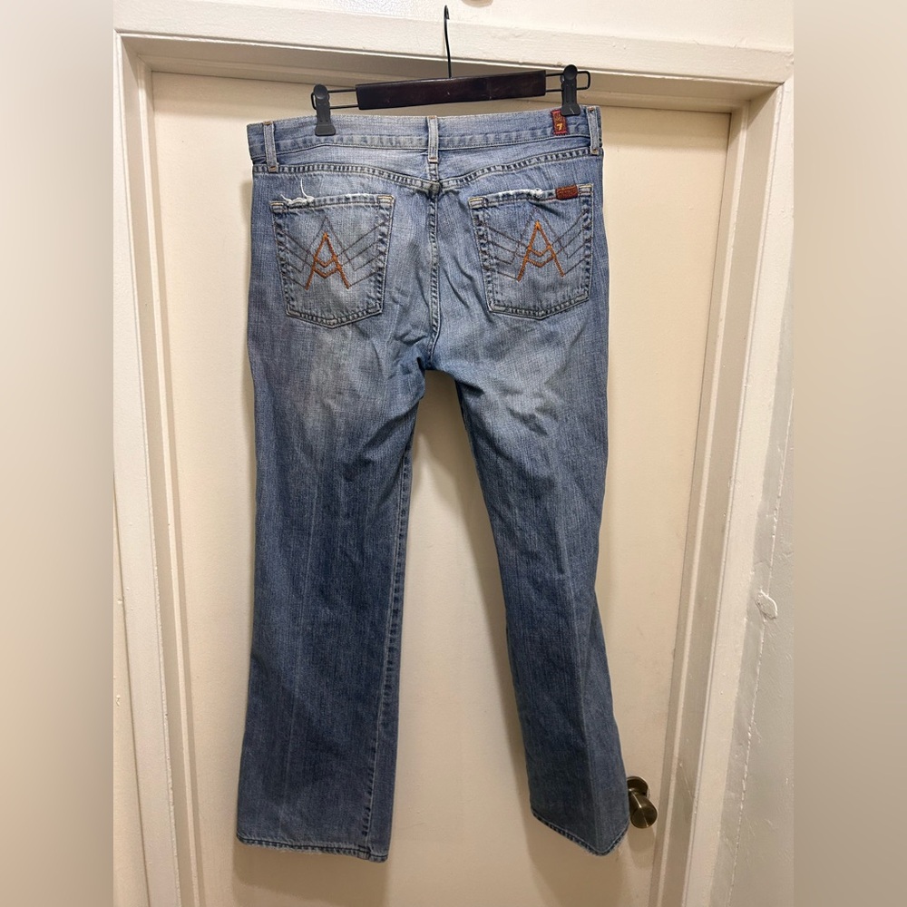 7 For All Mankind Jeans Mens34x32 Blue Bootcut A Pocket Light Wash VTG Baggy USA